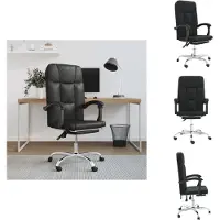 vidaXL Bürostuhl mit Liegefunktion Schwarz Kunstleder - Bürostühle