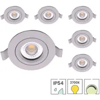 Lybardo 6er-Set LED-Downlights | Einbau | 5 Watt dimmbar | Schwenkbar | 2700K warmweiß | IP54 | Weiß