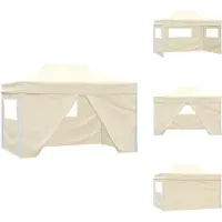vidaXL Faltzelt Pop-Up mit 4 Seitenteilen 3 x 4,5 m Cremeweiß - Pavillons & Partyzelte