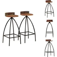 vidaXL Barhocker 2 Stk. Massives Altholz - Barhocker