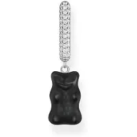 Thomas Sabo Einzel-Creole mit schwarzem Goldbären-Anhänger in Midiversion und Steinen