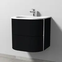 Sanipa 4balance Set Keramik-Waschtisch mit Auszügen (DL401) – 522x584x514, Schwarz-Matt