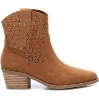 Xti für Damen. 14388502-CAMEL Lederstiefeletten 143885 braun (39), 5 bis 8 cm, Reißverschluss, Lässig