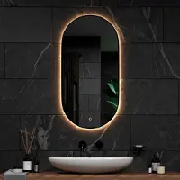 Mirlux ovaler Badezimmerspiegel mit dimmbarer Beleuchtung und Antibeschlagfunktion - Duschspiegel - Kosmetikspiegel mit LED-Beleuchtung (Oval 100x50)