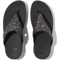 Original Brands FitFlop Lulu Multi-Tonal Glitter Toe-Post Sandals SCHWARZ 43