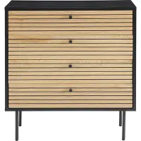 SalesFever Kommode | 4 Schubladen | MDF Eiche Echtholzfurnier | Gestell Metall | B 80 x T 40 x H 85 cm | schwarz-eiche