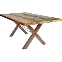 SIT Möbel Esstisch aus Altholz | 160 x 85 cm | Platte 40 mm bunt lackiert | X-Gestell antikbraun | B 160 x T 85 x H 76,5 cm | 15100-00 | Serie TABLES & CO