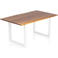 SalesFever Esstisch aus Akazienholz | 160 x 90 cm | 26 mm Tischplatte | Gestell Metall | naturfarben – weiß