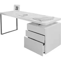 SalesFever Schreibtisch inkl. Container 140 x 70 cm| Hochglanz lackiert | MDF-Holz | B 140 x T 70 x H 76 cm | weiß