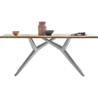 SIT Möbel Esszimmertisch 220 cm aus Wildeiche | Tischplatte natur | Gestell Metall antiksilbern | B 220 x T 100 x H 73 cm | 15532-40 | Serie TABLES & CO