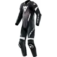 Dainese Laguna Seca 6 Schwarz Weiß Anthrazit 1-Teiler Motorrad Lederkombi Größe 46