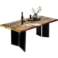 SIT Möbel Tisch | recyceltes Altholz bunt | Plattenstärke 40 mm | Metallgestell schwarz | B 200 x T 100 x H 76 cm | 16073-11 | Serie TOPS & TABLES