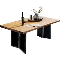 SIT Möbel Tisch | Teak-Holz Platte 50 mm natur | Gestell Metall schwarz | B 180 x T 100 x H 77 cm | 16045-11 | Serie TOPS & TABLES