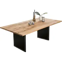 SIT Möbel Tisch | Wildeiche natur | Plattenstärke 40 mm | Gestell Metall schwarz | B 200 x T 100 x H 76 cm | 16081-11 | Serie TOPS & TABLES