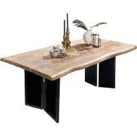 SIT Möbel Esszimmertisch aus Mangoholz | Platte 56 mm natur | Metallgestell schwarz | B 160 x T 90 x H 77,6 cm | 16053-11 | Serie TOPS & TABLES