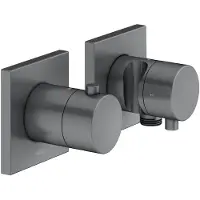 Keuco EDITION 11 Thermostatarmatur Set Unterputzmodell für 2 Verbraucher mit Schlauchanschluss und Brausehalter, 51153131222, Farbe: Schwarzchrom gebürstet