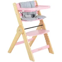 Cangaroo Cangarro Kinderhochstuhl Caramel Holz, Kissen, klappbar, Fußstütze, 3-Punkt-Gurt rosa