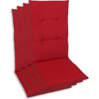 GO-DE Textil, Sesselauflage Hochlehner, 4er Set, Farbe: rot, Maße: 118 cm x 48 cm x 5 cm, Rueckenhoehe: 70 cm