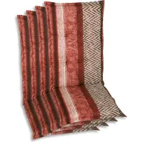 GO-DE Textil, Sesselauflage Mittellehner, 4er Set, Farbe: rot, Maße: 108 cm x 50 cm x 6 cm, Rueckenhoehe: 60 cm