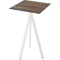 Veba Infinity Tripod Stehtisch Weiß frame + Tropical Wood HPL 70x70 cm