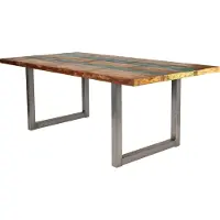 SIT Möbel Esstisch 200 cm | Tischplatte 40 mm Altholz bunt | Kufen-Gestell Stahl antiksilber | B 200 x T 100 x H 76,5 cm | 15023-40 | Serie TABLES & CO
