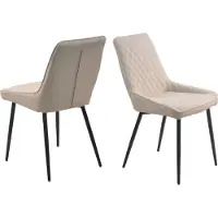 Möbilia Essstuhl im 2er-Set | Bezug Stoff beige | Beine Stahl schwarz | B 52 x T 56 x H 86 cm | 21020055 | Serie STUHL