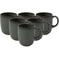 Villeroy & boch Becher "Becher mit Henkel Lave 400 ml 6er Set", grün (vert), 6 tlg., Steingut, LIKE. BY , Trinkgefäße, Becher