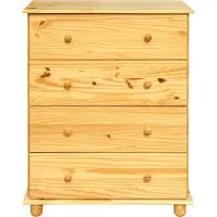 Möbilia Kommode | 4 Schubladen | Kiefer-Holz massiv | B 80 x T 43 x H 102 cm | natur | 19020005 | Serie KOMMODE