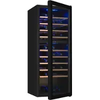 Exquisit Weinkühlschrank 2 Zonen, 78 Flaschen, 194 Liter, Umluftventilator, 9 Holzablagen, Digitale Temperaturanzeige, WS2-78-GTE-160G schwarz