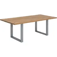 SIT Möbel | Esstisch mit Baumkante | Tischplatte Wildeiche natur | Gestell Metall antiksilber | B 200 x T 100 X H 76 cm | 07107-31 | Serie TABLES & CO