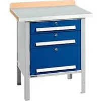 Schäfer Shop Kastenwerkbank PWi 75-7, Buche-Dekor Multiplexplatte, mit Stahlabdeckung, bis 750 kg, B 750 x T 700 x H 840 mm