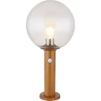 Globo Lighting Außenleuchte Aluminium Druckguss Holzoptik, Glas klar, Sensor inkl., IP44, Glas mit Luftblasen, ø: 250mm, H: 500mm, exkl. 1x E27 LED 15W 230V