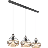 Globo Lighting Hängeleuchte Metall schwarz matt, braun, Metall schwarz, Kabel PVC schwarz, LxBxH: 1000x250x1200mm, exkl. 3x E27 40W 230V