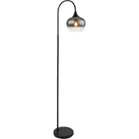 Globo Lighting Stehleuchte Metall schwarz matt, Glas rauchfarben, Kabel Textil schwarz, Fußtrittschalter im Kabel, LxBxH: 390x250x1500mm, Kabellänge 1800mm, exkl. 1x E27 40W 230V