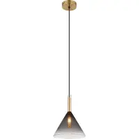 Globo Lighting Hängeleuchte Metall messingfarben, Glas rauchfarben, klar verlaufend, Kabel PVC schwarz, Höhe kürzbar, ø: 200mm, H: 1200mm, exkl. 1x G9 LED 10W 230V