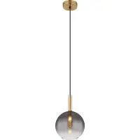 Globo Lighting Hängeleuchte Metall messingfarben, Glas rauchfarben, klar verlaufend, Kabel PVC schwarz, Höhe kürzbar, ø: 180mm, H: 1200mm, exkl. 1x G9 LED 10W 230V