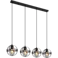 Globo Lighting Hängeleuchte Metall schwarz matt, 4x E27