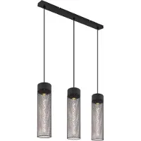 Globo Lighting Hängeleuchte Metall schwarz matt, Metallgeflecht schwarz matt, LxBxH: 600x95x1200mm, exkl. 3x E27 40W 230V
