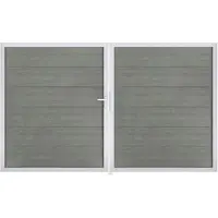 GROEN & JANSSEN Doppeltor GroJa BasicLine rechts vormontiert ohne Pfosten Rahmen Aluminium 300 x 180 cm Grey Ash Cut
