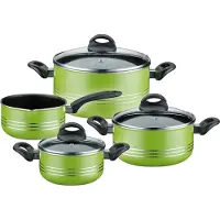 GSW Topf-Set "Milano color" Set, je 1 Kochtopf Ø 16/20/24 cm, 1x Stielkasserolle Ø 16 cm, 7 Stk. tlg. Aluminium Leichtmetall-Legierung