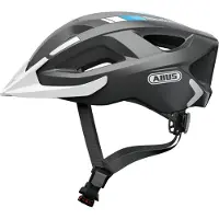 ABUS Stadthelm Aduro 2.0 - Allround-Fahrradhelm mit Licht - in sportivem Design für den Stadtverkehr - für Damen und Herren - Grau/Weiß, Größe S (51-55 cm)