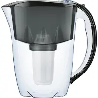 AQUAPHOR Wasserfilter Prestige schwarz inkl. 1 A5 Filterkartusche - Komfort-Wasserfilter zur Reduzierung von Kalk, Chlor & weiteren Stoffen