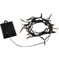 Konstsmide LED Lichterkette, mit an/aus Schalter, Lichtsensor, 6h und 9h Timer, 20 bernsteinfarbene Dioden, batteriebetrieben, Außen (IP44), schwarzes Kabel, schwarze Box - 3722-800
