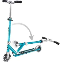 Globber Flow Element Lights Chrome Finish Tretroller, Aqua Blue