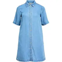 Object Damen Kleider Objframe 2/4 Re Denim Dress - Blauw - Größe XS