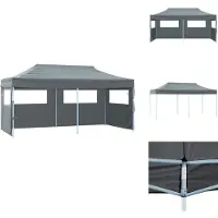 vidaXL Pop-Up Partyzelt mit Seitenwänden Faltbar 3 x 6 m Anthrazit - Pavillons & Partyzelte