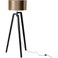 QAZQA Stehleuchte Schwarz mit Samtschirm Bronze 50cm Puros