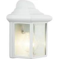 Brilliant weiße Außenwandleuchte NISSIE im Landhausstil | mit geeignetem Leuchtmittel dimmbar | 1x E27 Fassung max. 40 Watt | Metall/Glas