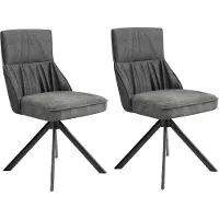 ByLiving Esszimmerstuhl 2er Set CALIFORNIA / Rücken Webstoff anthrazit / Sitz Vintage-Velvet anthrazit mit Keder / Gestell Metall schwarz / Esszimmerstuhl / B 50, H 89, T 56 cm