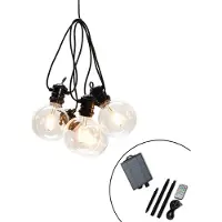 Konstsmide LED Solar Biergartenkette, inkl. Fernbedienung und USB Kabel, 10 bernsteinfarbene Dioden, Außen, schwarzes Kabel, 2 x Lithium-Akku / 1 x CR2025 (inkl.)- 2337-800SP